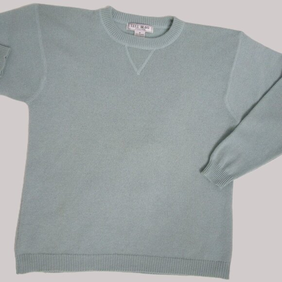 Blue CASHMERE Sweateshirt Pullover Knit Sweater Cuddly Luxury - Picture 11 of 12